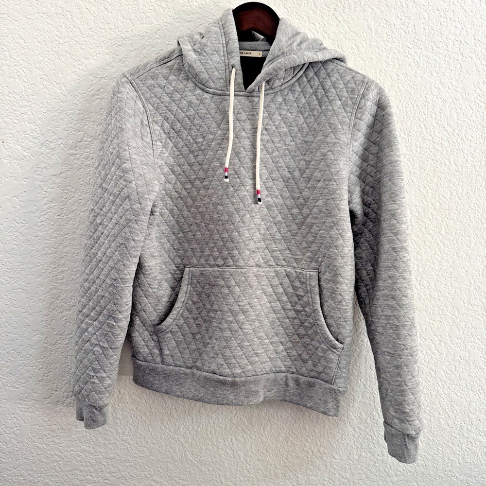 Marine Layer Corbet Quilted Pullover Hoodie Heather Gray Women's Size S 14025